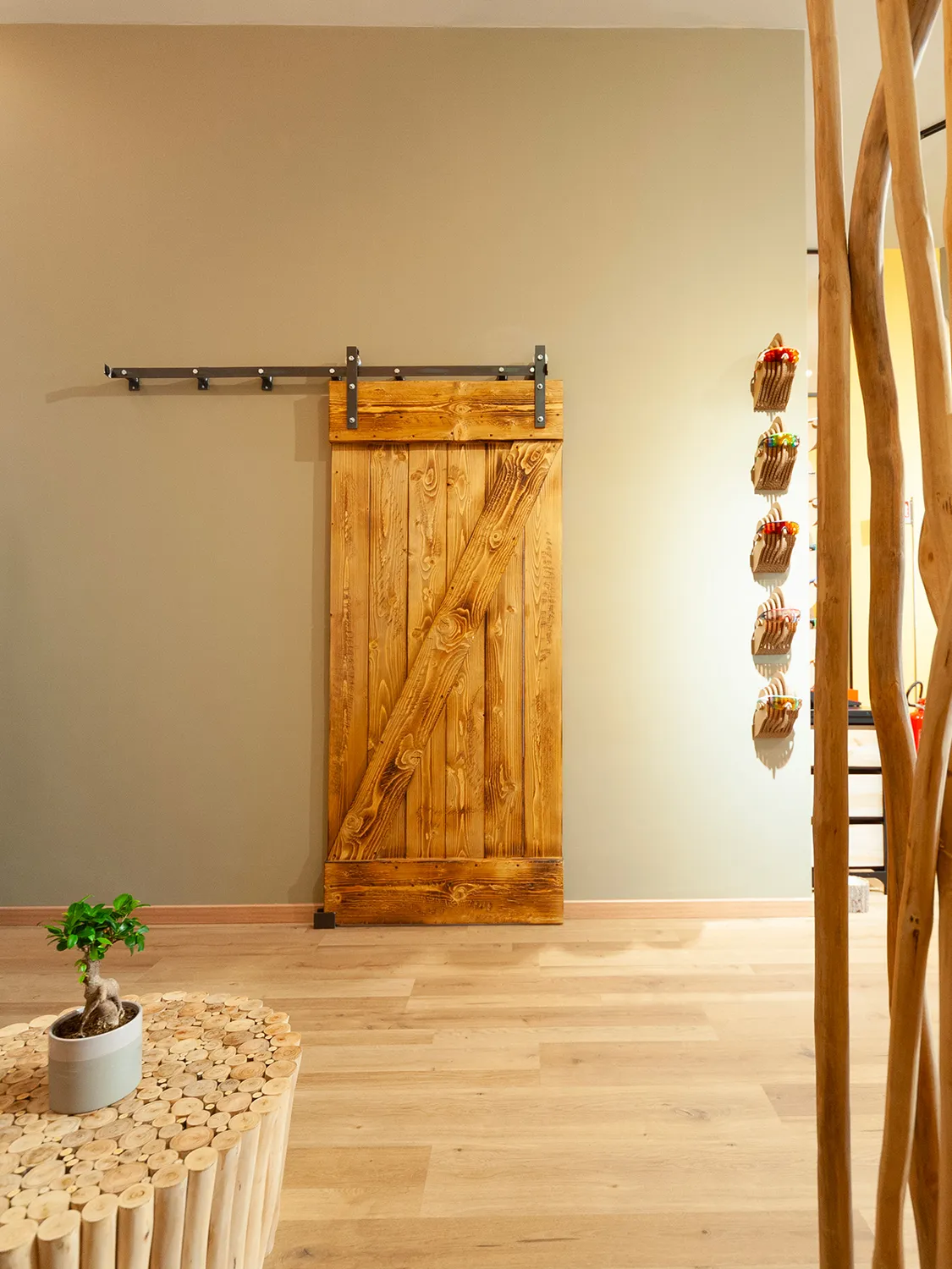 XLAB Design Cloud porta scorrevole legno rustico effetto bruciato