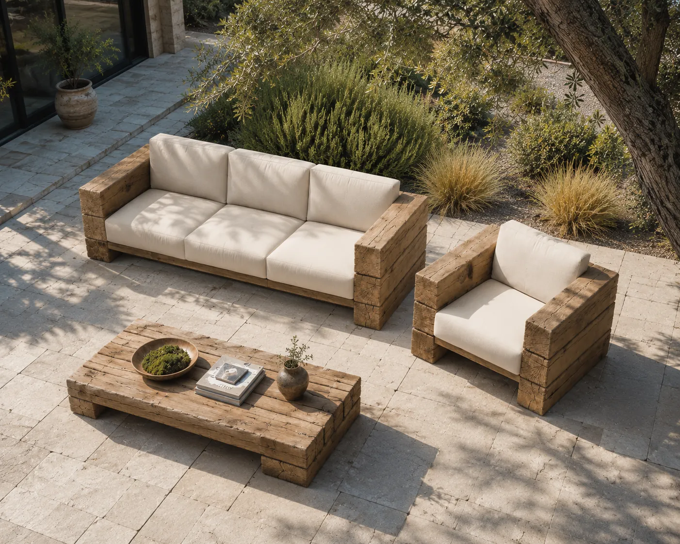 XLAB Design Eremo poltrona giardino L120 legno antico
