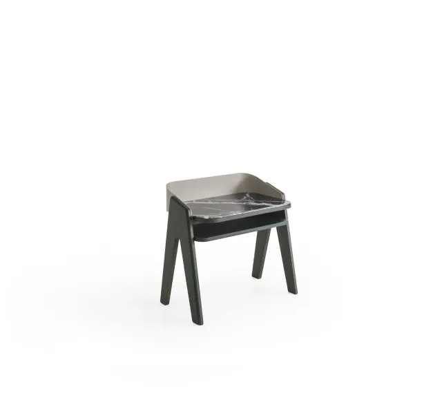 Morica Design Bavero Comodino Vetro Marmo Legno