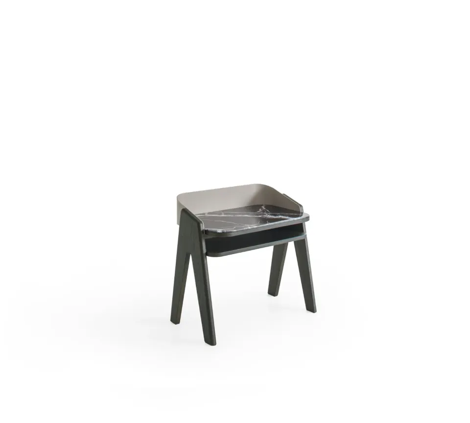 Morica Design Bavero Comodino Vetro Marmo Legno