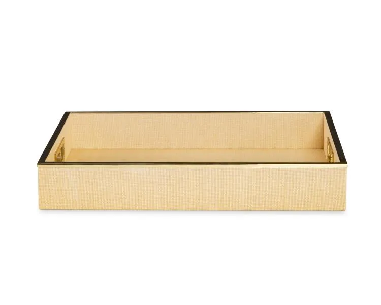 Maitland Smith Raffia vassoio ottone intrecciato 51 cm