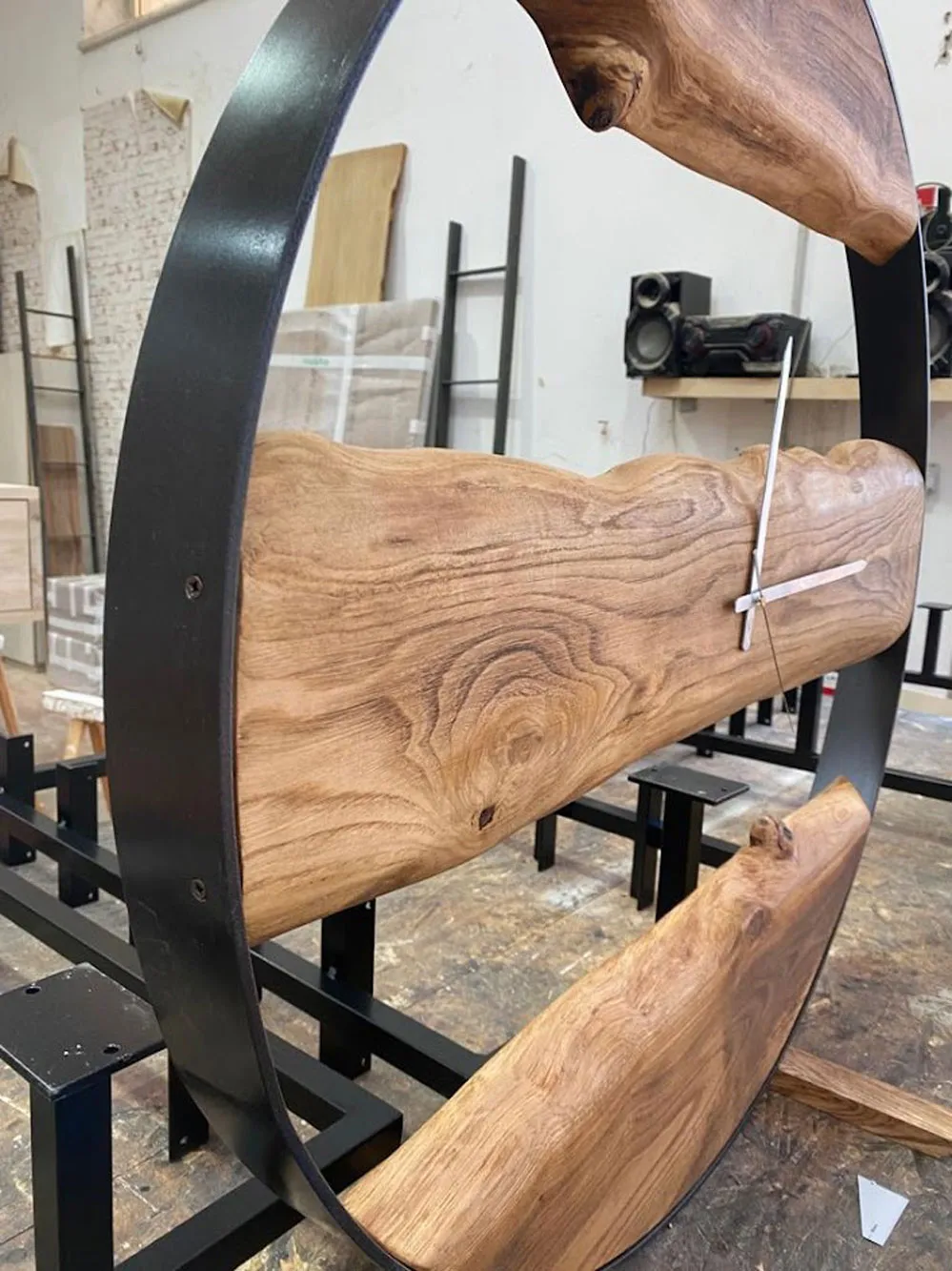 XLAB Design Robert orologio parete ferro legno industriale