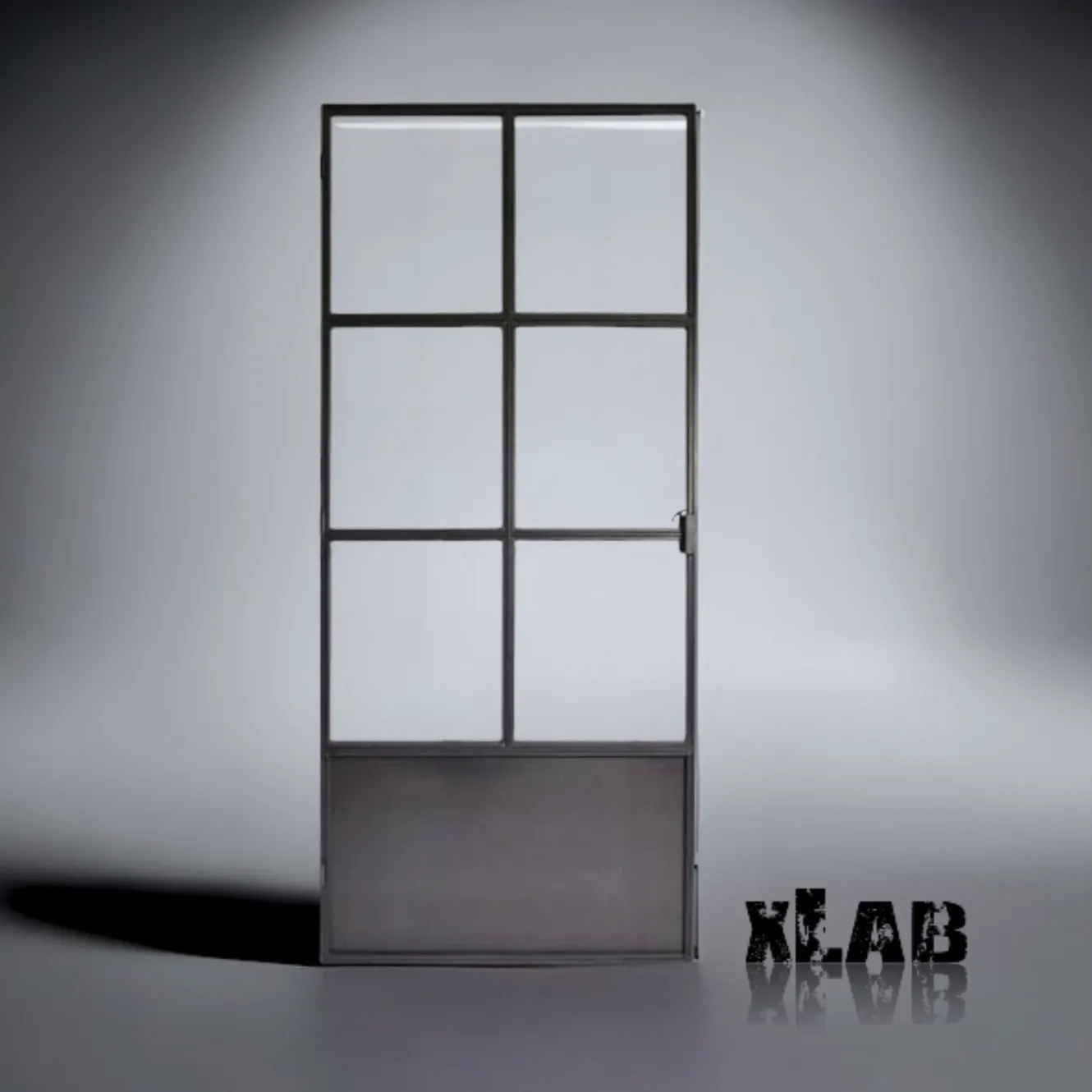 XLAB Design Ely porta scorrevole ferro e vetro industriale