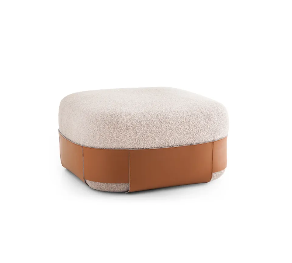 Morica Design Sumo pouf cuoio lana bouclé con tasca