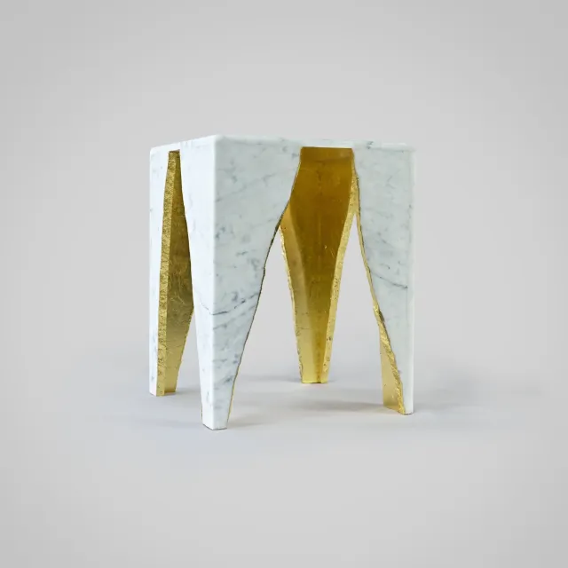 Tavolino Caffè Carrara Foglia Oro 36x56