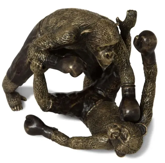 Maitland Smith Sparring Chimpanzees scultura ottone