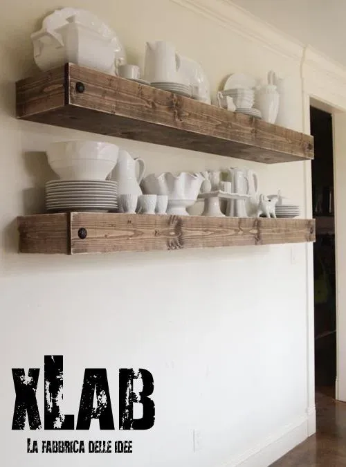 XLAB Design mensola parete legno massello forte spessore