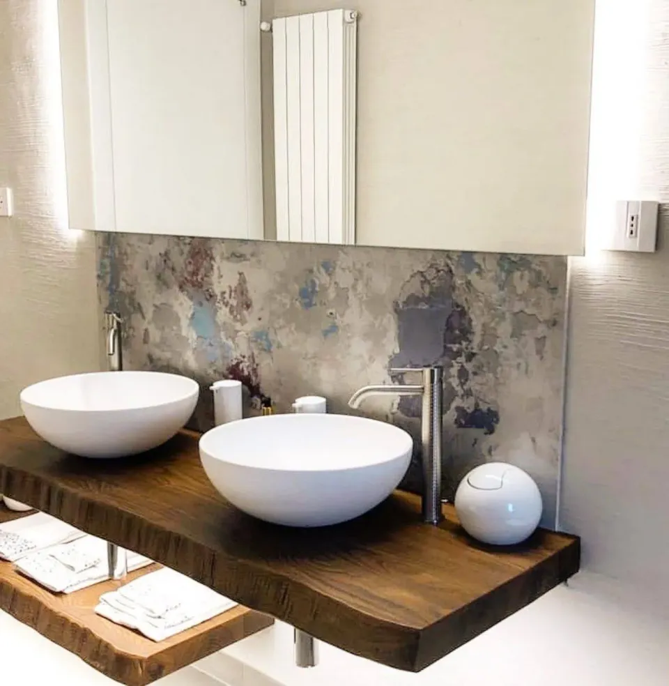 XLAB Design Lilly doppia mensola bagno legno castagno teak