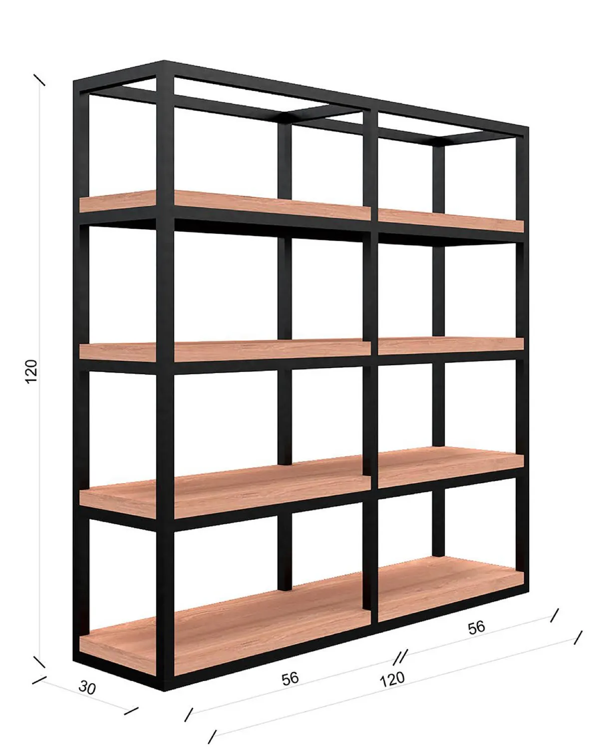 XLAB Design pensile cucina industriale legno ferro 120x120x30