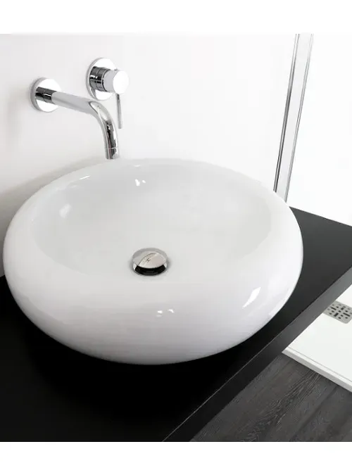 XLAB Design lavabo bacinella ceramica 50 cm tondo bianco