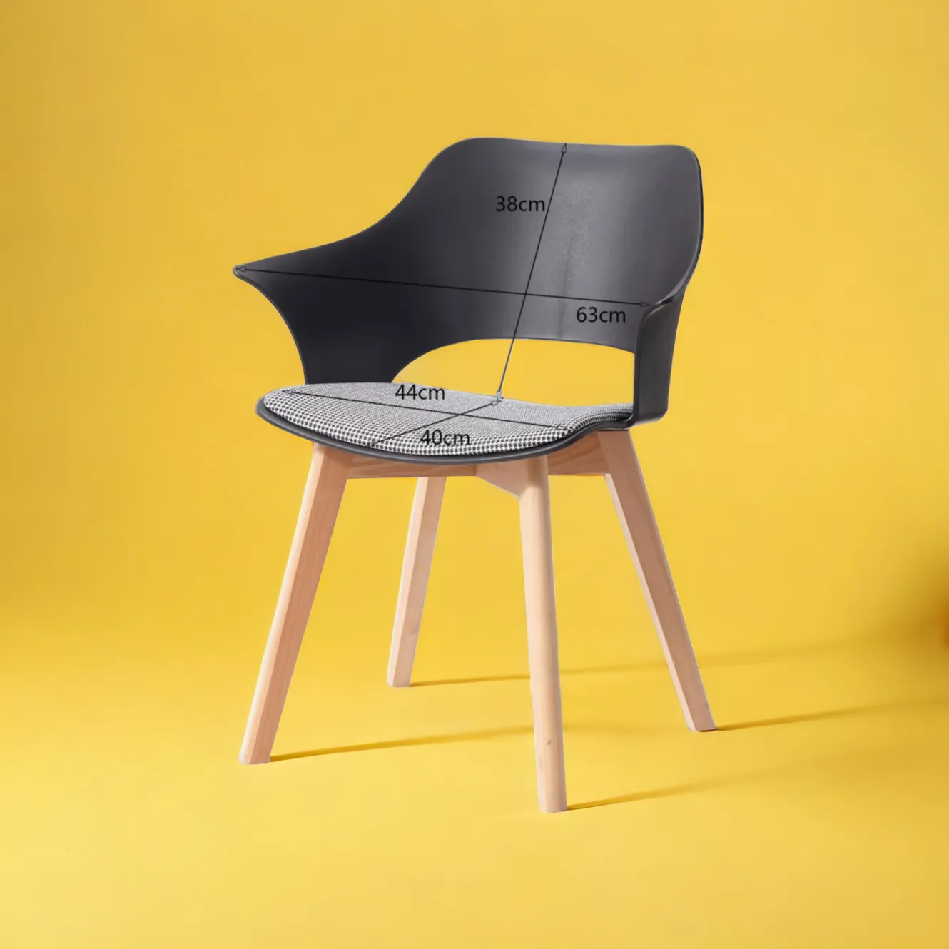 XLAB Design Set 4 Sedie Soggiorno ABS Tessuto Pied de Poule