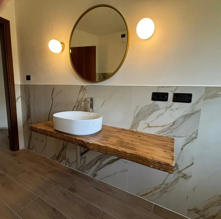 XLAB Design Old Wood mensola bagno legno 140x50x6 idroresistente