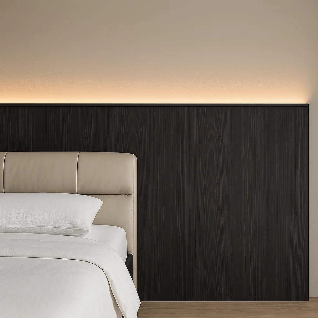 XLAB Design Noir 300 testiera matrimoniale legno nero LED 300cm