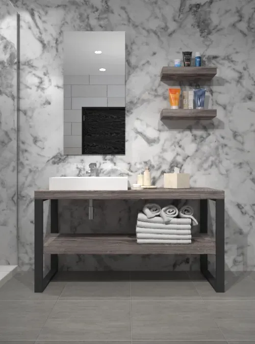 XLAB Design July mobile bagno ferro e legno industriale