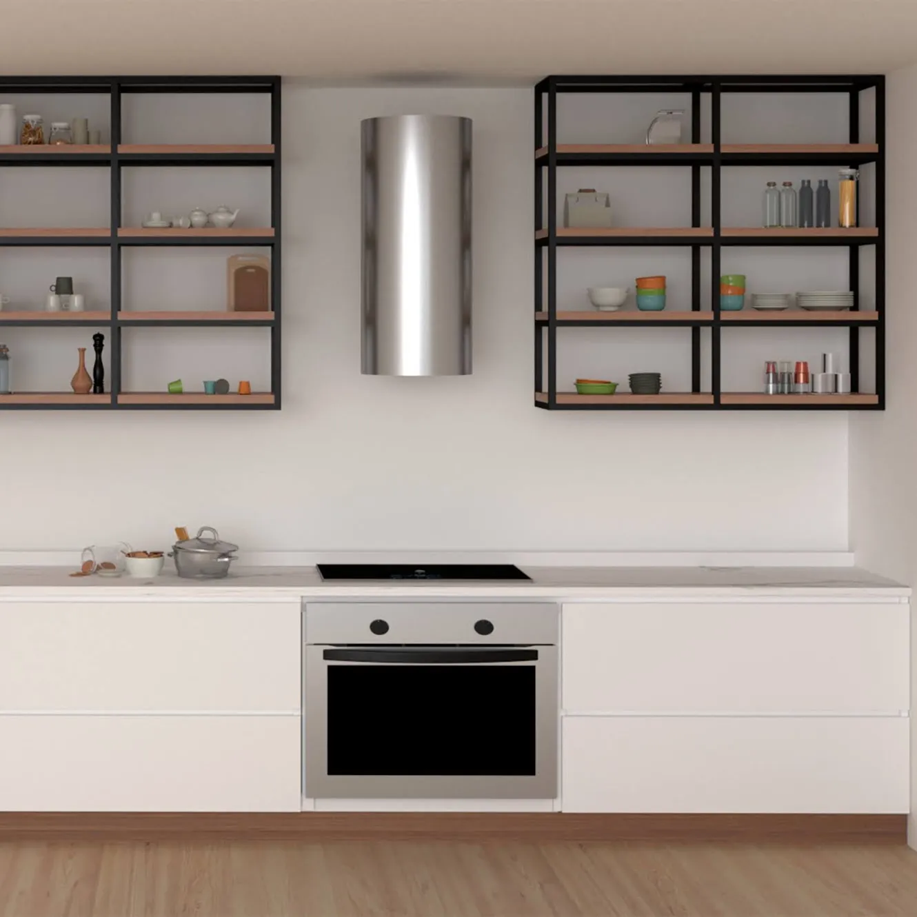 XLAB Design Pensile cucina industriale legno ferro L45 H120 P30