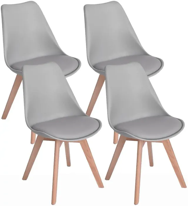 XLAB Lia sedie cucina legno ecopelle grigia 4 pezzi