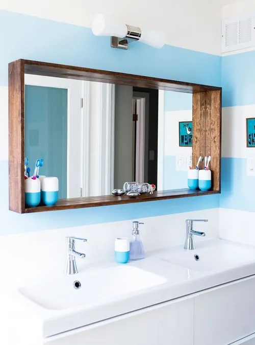 XLAB Design Atena specchio bagno legno mensola cornice