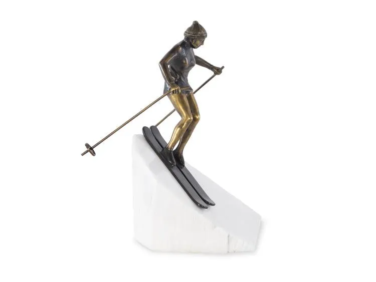 Maitland Smith Skier scultura sciatore ottone 24 cm