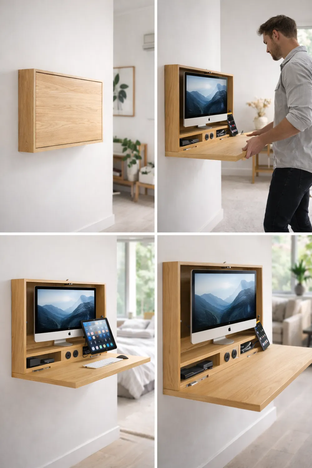 XLAB Design DeskFold scrivania a parete legno rovere