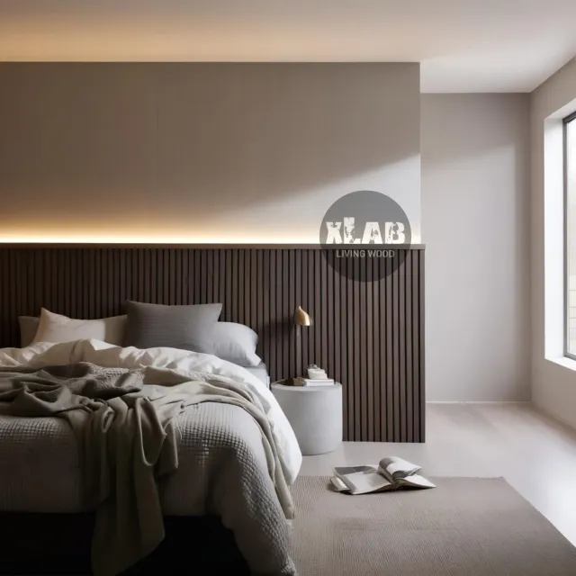 XLAB Design testiera matrimoniale legno massello noce scuro