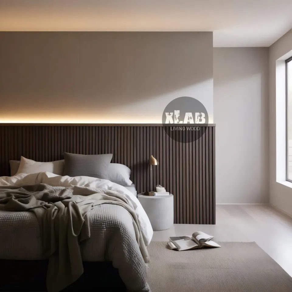 XLAB Design testiera matrimoniale legno massello noce scuro