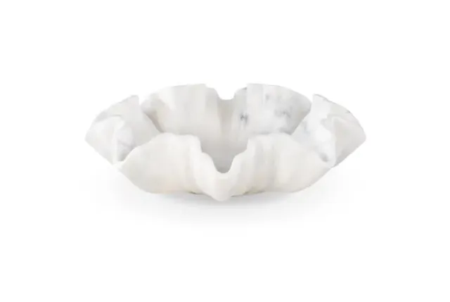 Maitland Smith White Lotus piatto marmo bianco loto