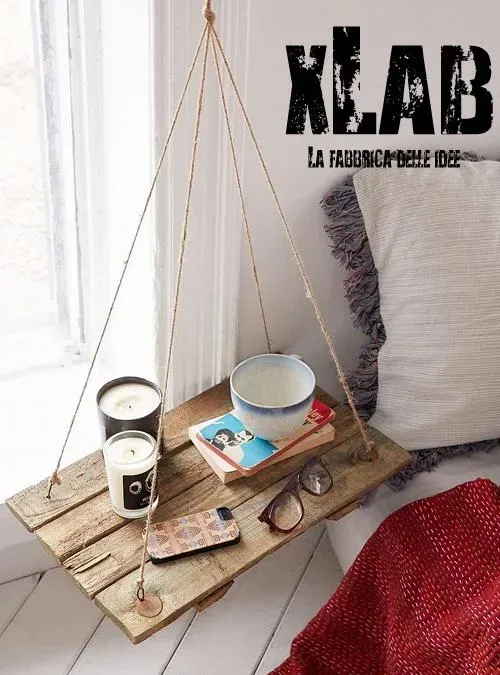 XLAB Design mensola comodino altalena juta vintage massello