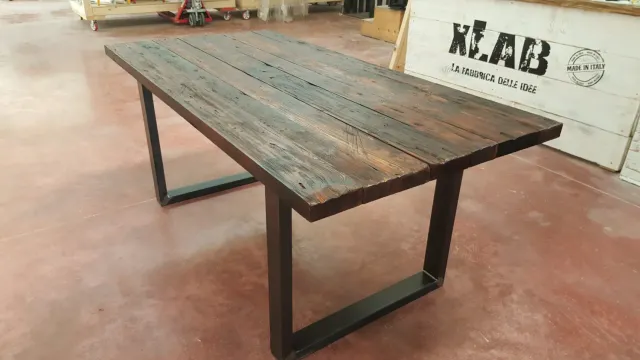 XLAB Design Milo Tavolo 180x100 Industriale Grezzo Larice