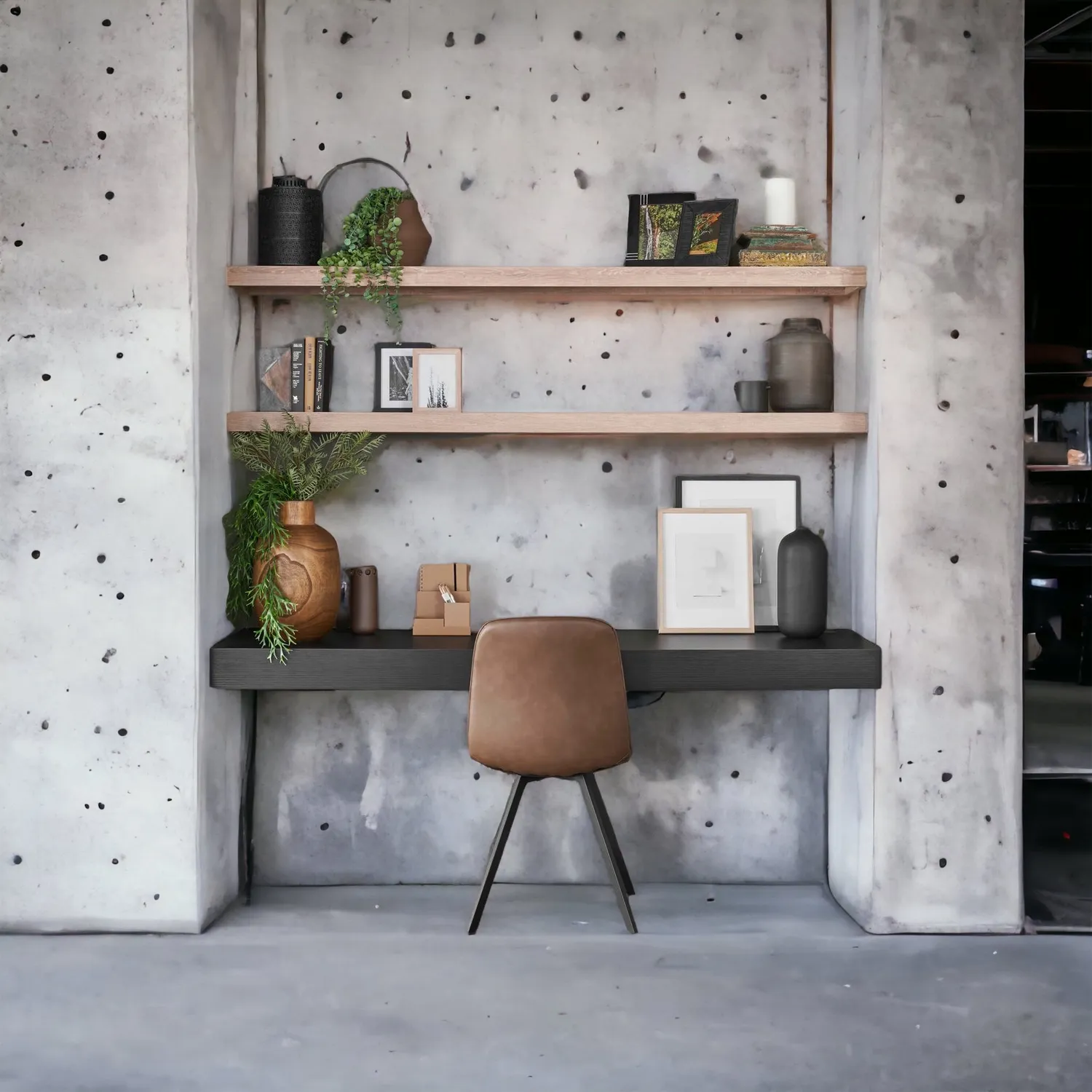 XLAB Design Scrivania Sospesa Nera con Mensole Smart Working