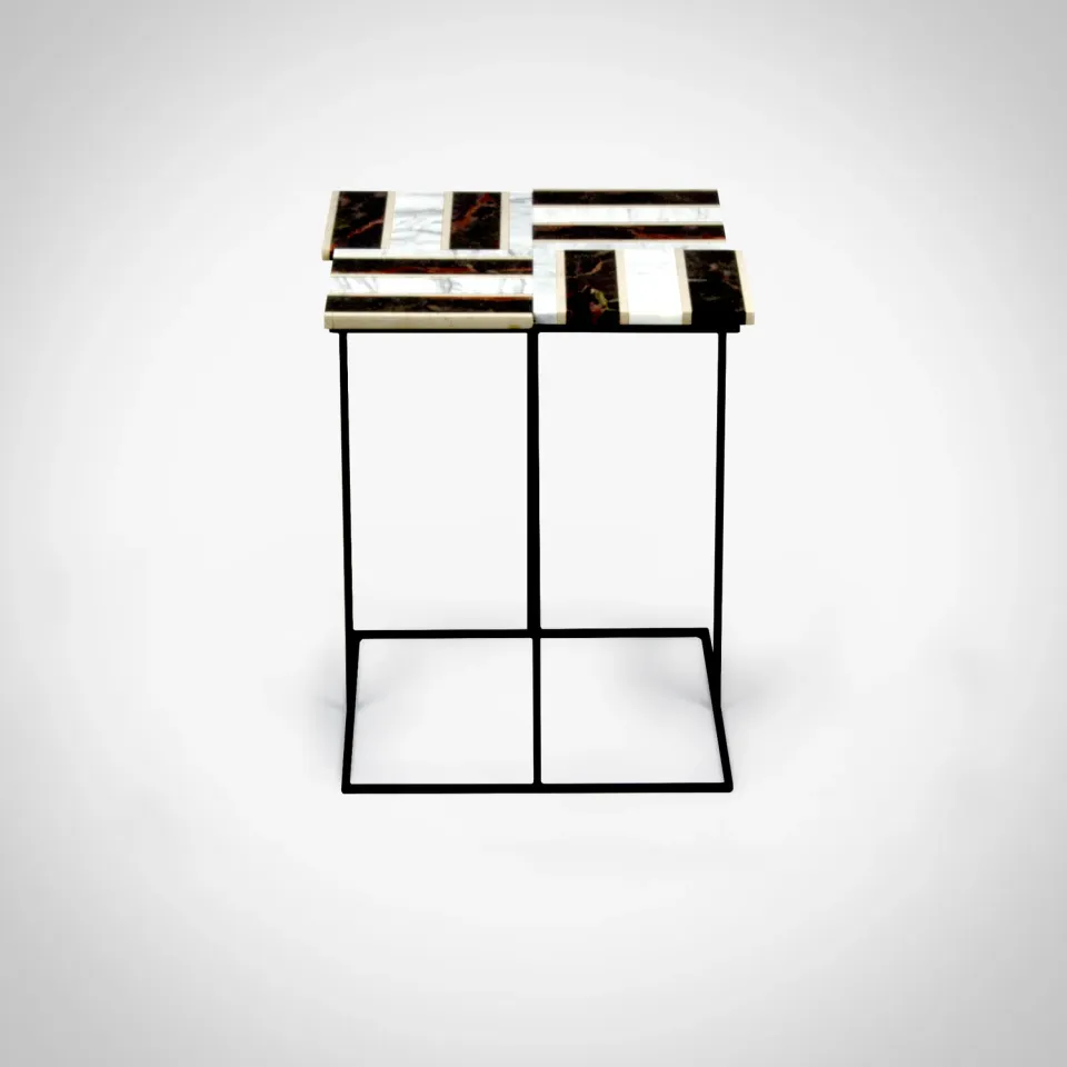 Stilts Intarsio Tavolino Marmo 41x41 cm