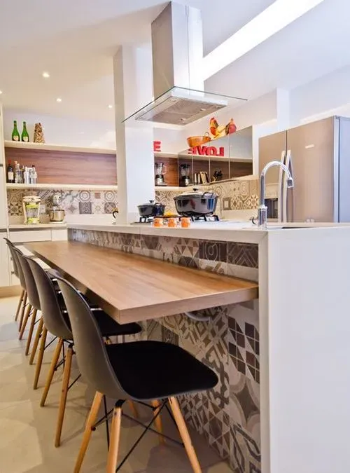 XLAB Design Robinson piano snack cucina castagno