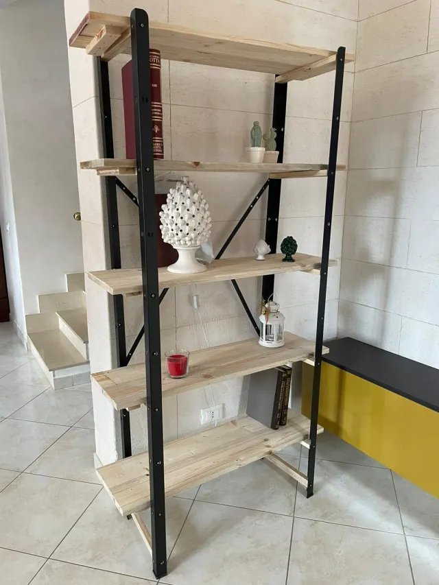 Sicily Wood Maker Industrial libreria legno e metallo
