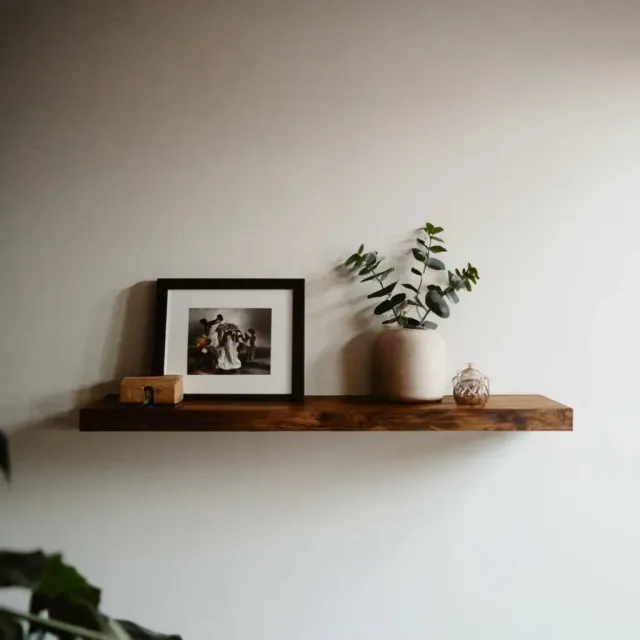 XLAB Design Mensola da Parete Legno Massello Noce 100x25 cm Spessore 5 cm