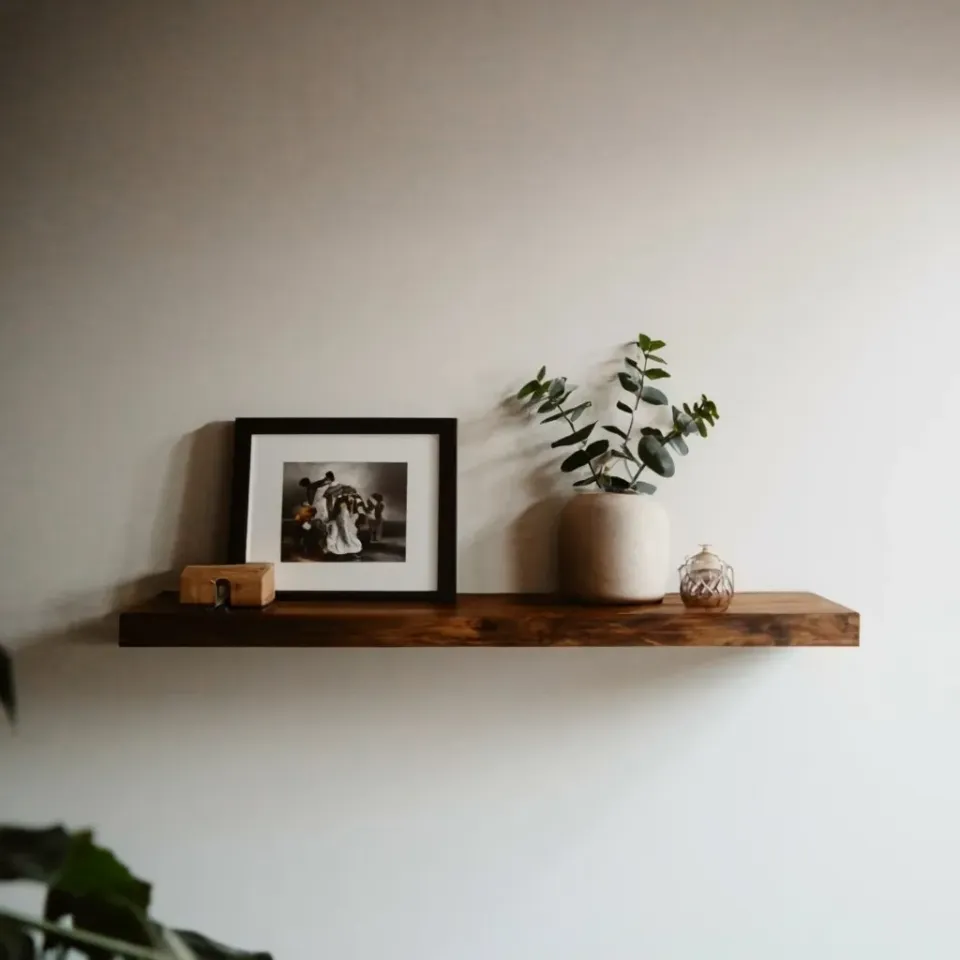 XLAB Design Mensola da Parete Legno Massello Noce 100x25 cm Spessore 5 cm