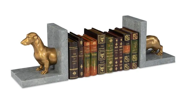 Maitland Smith Dachshund fermalibri bassotto ottone