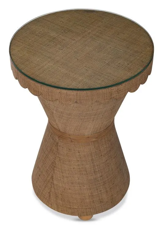 Maitland Smith Beth tavolino raffia vetro 59,7 cm