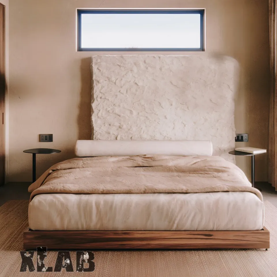 XLAB Design testiera letto matrimoniale effetto cemento bianco