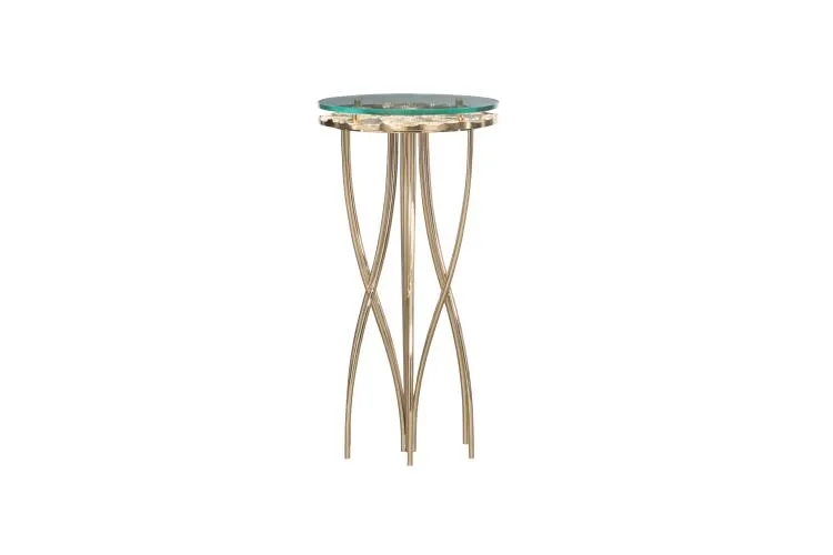 Maitland Smith Coastal tavolino ottone vetro fossile 61 cm