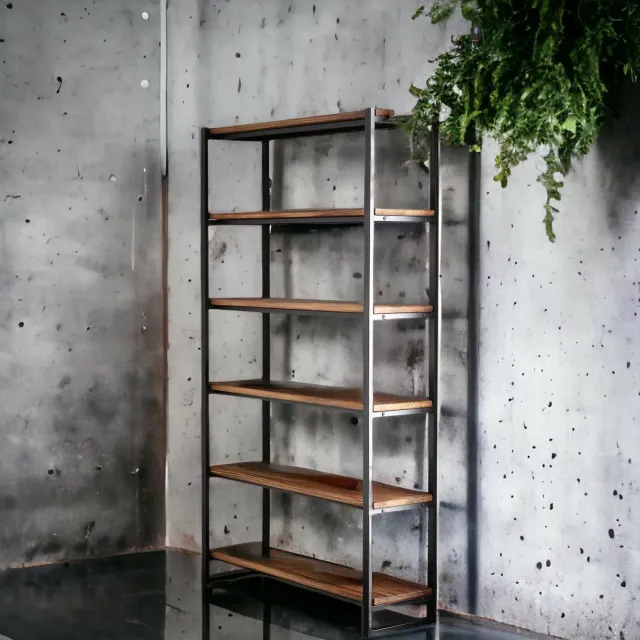 XLAB Design scaffale ferro e legno industrial 80x35 H180 cm