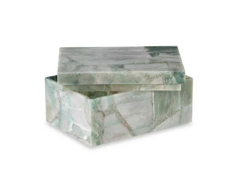 Maitland Smith Large Green Aventurine scatola pietra verde 25 cm portagioie
