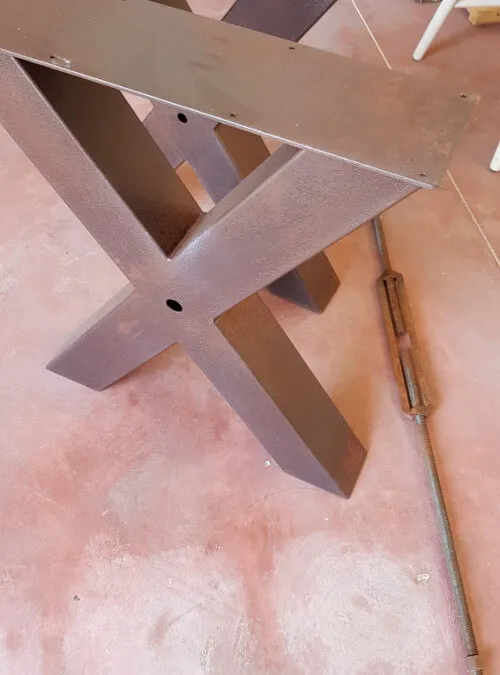 XLAB Design Bixio coppia gambe tavolo a X ferro ruggine