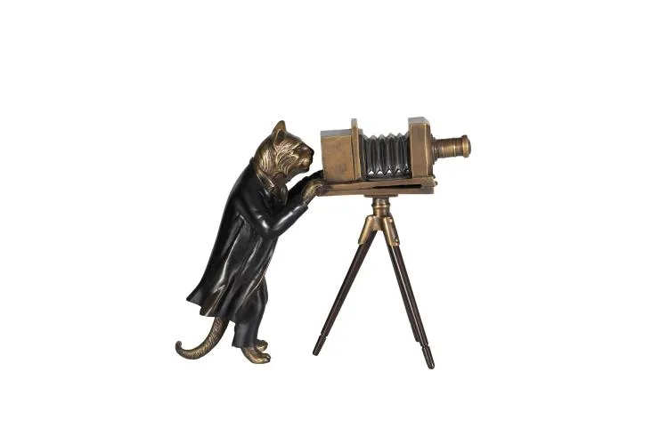 Maitland Smith Feline Fotography scultura ottone 26 cm