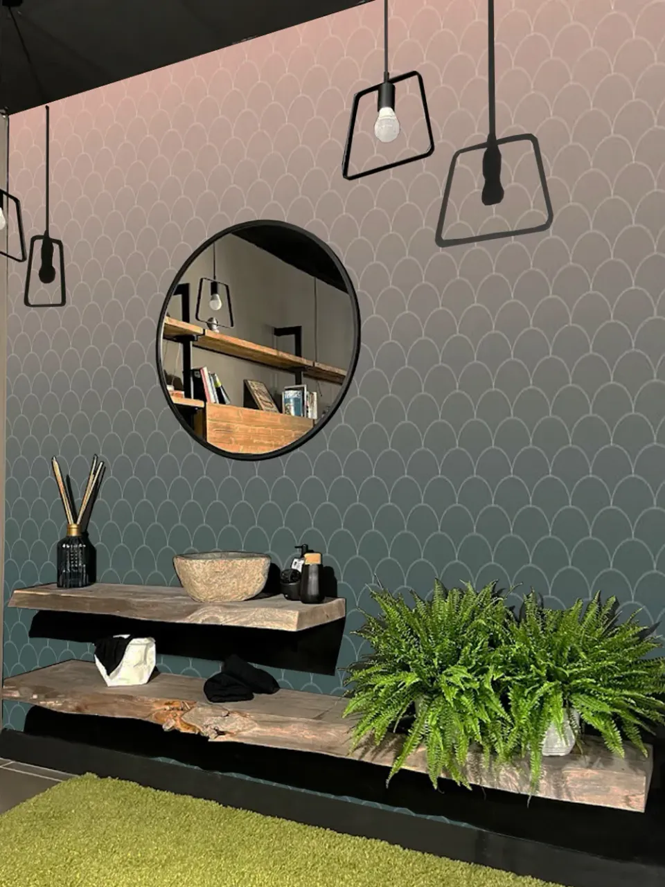 XLAB Design Doppia Mensola Bagno Lavabo in cipresso
