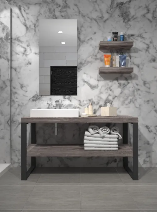 XLAB Design July mobile bagno ferro e legno industriale