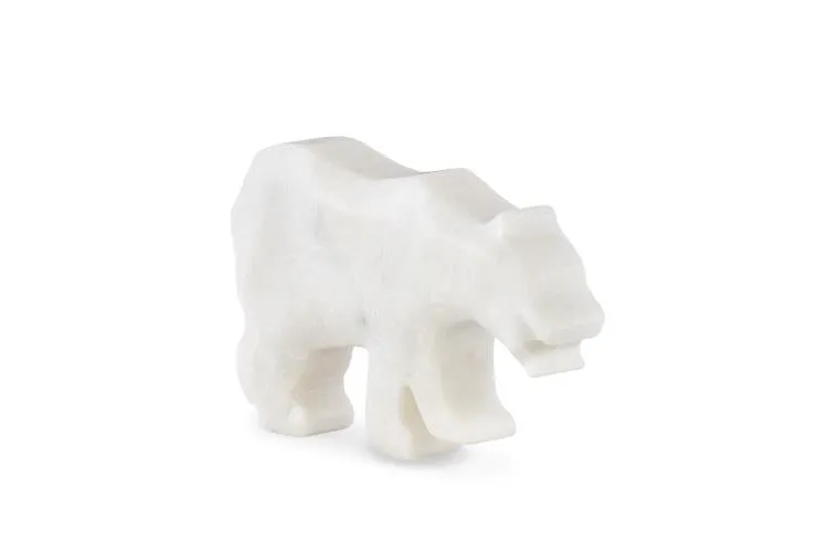 Maitland Smith Bear scultura orso marmo bianco 25 cm
