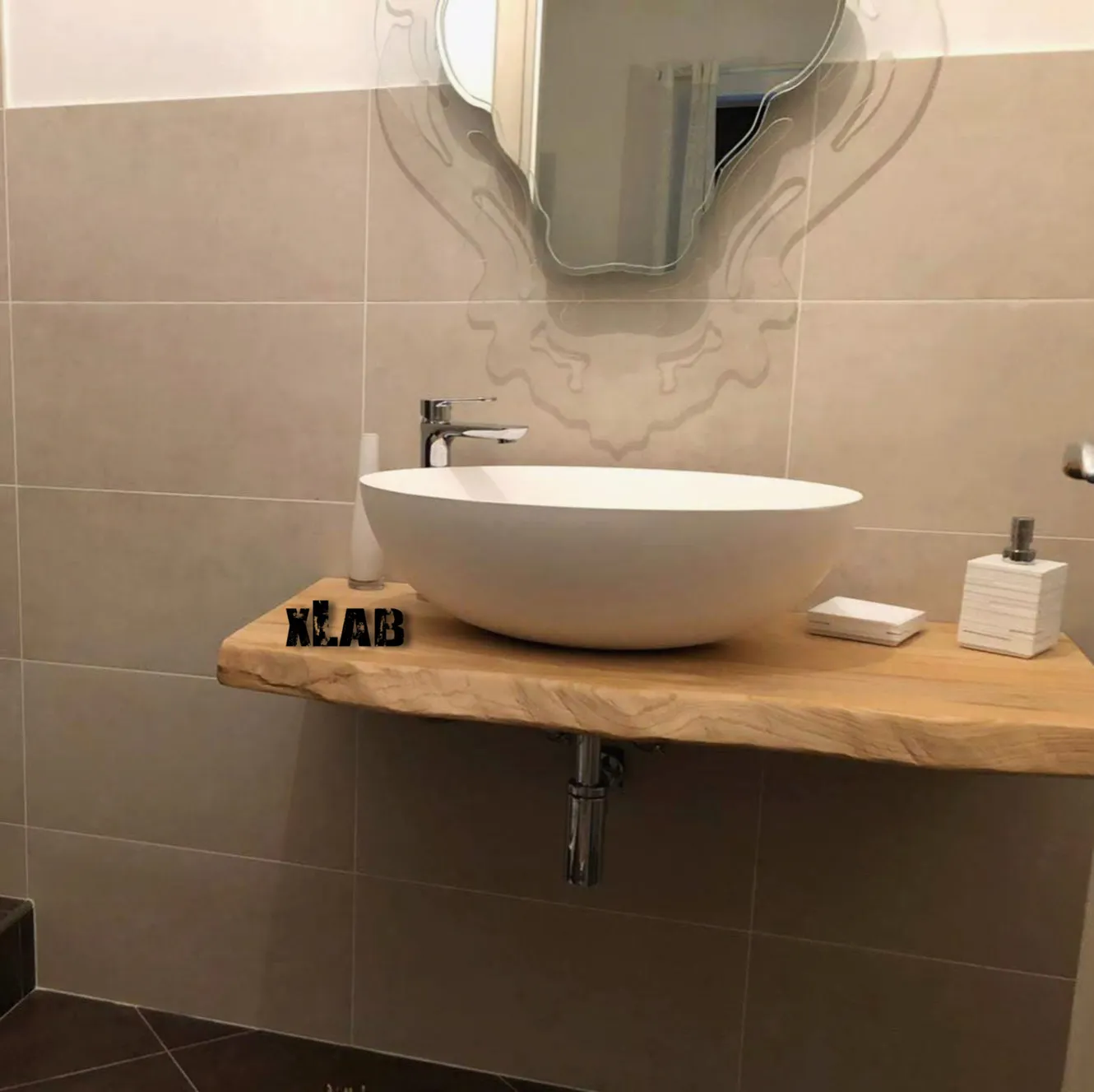 XLAB Design mensola bagno sospesa 80x50 legno idroresistente