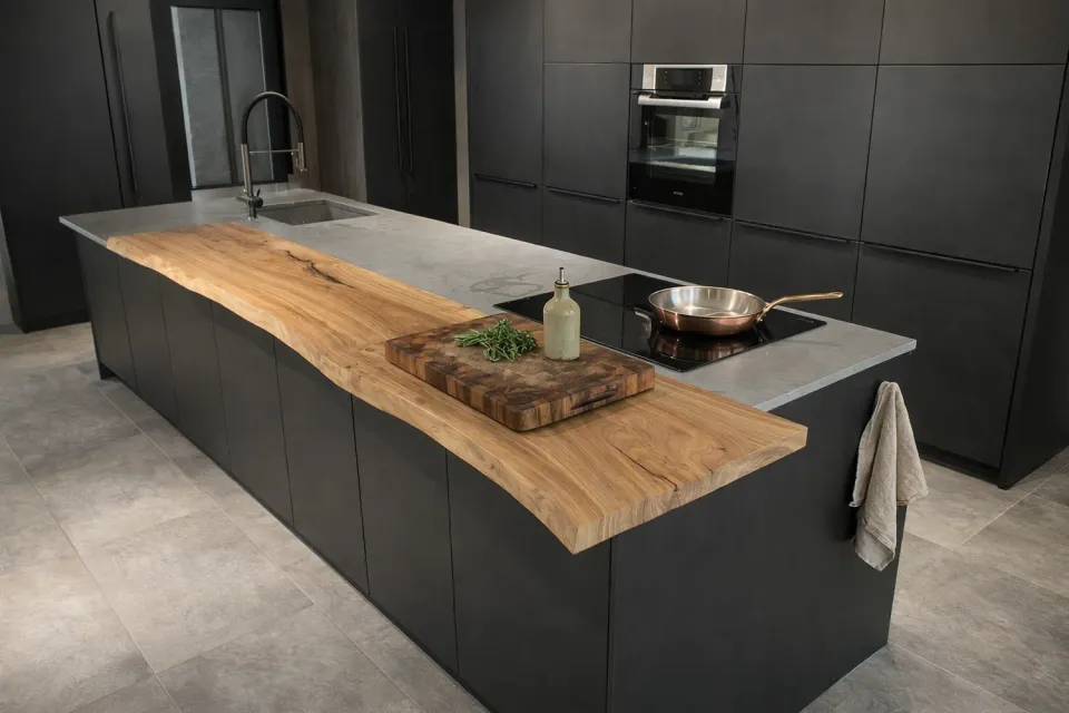 XLAB Design top snack cucina castagno 180x50 cm spesso