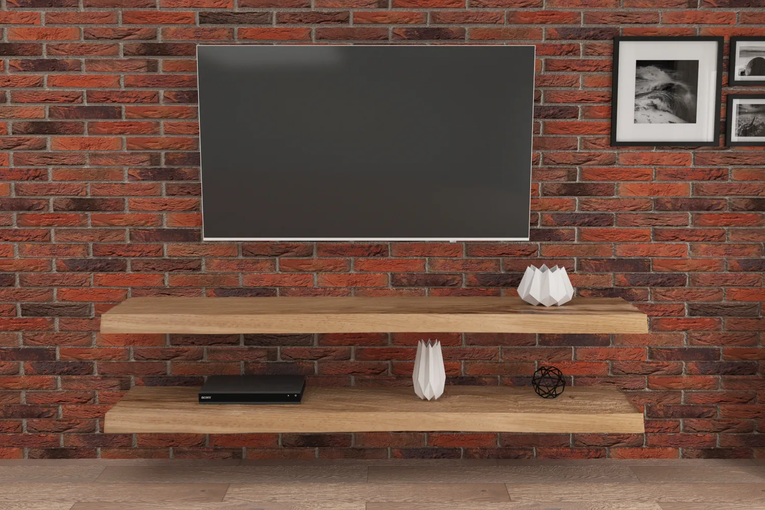 XLAB Design Leroy mensola porta TV doppia legno rustico