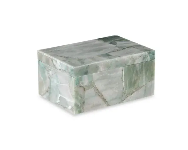 Maitland Smith Large Green Aventurine scatola pietra verde 25 cm portagioie