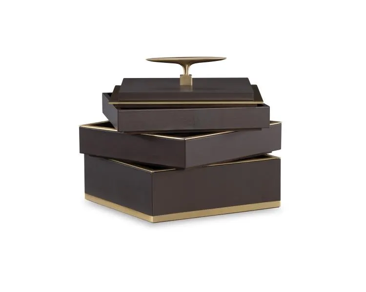 Maitland Smith Brown portagioie pelle marrone ottone